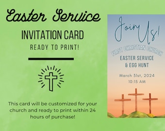 Customizable Church Easter Invitation, Easter Service, Egg Hunt (Digital Files)