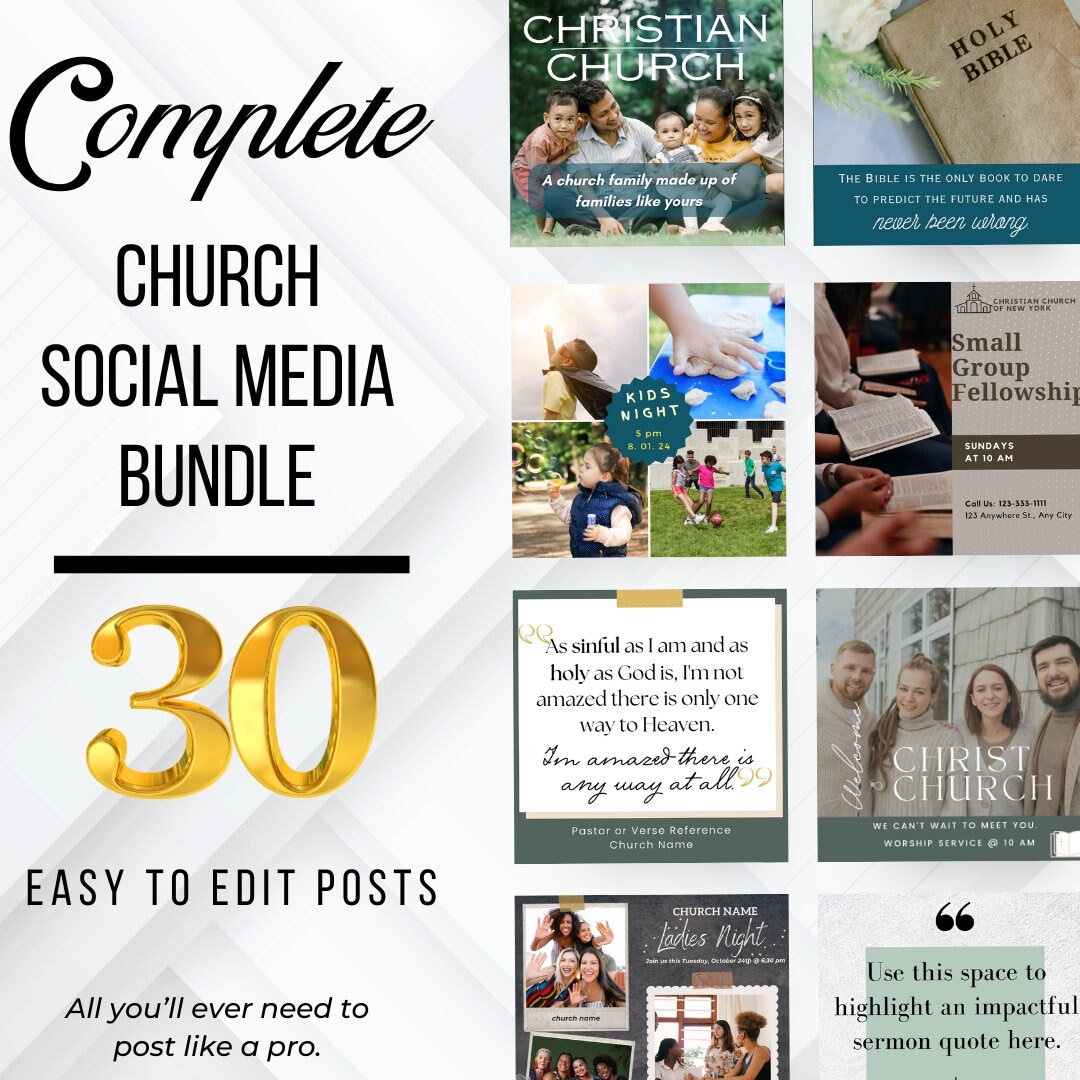Church Instagram Post Templates, Christian Social Media Campaign, Canva ...
