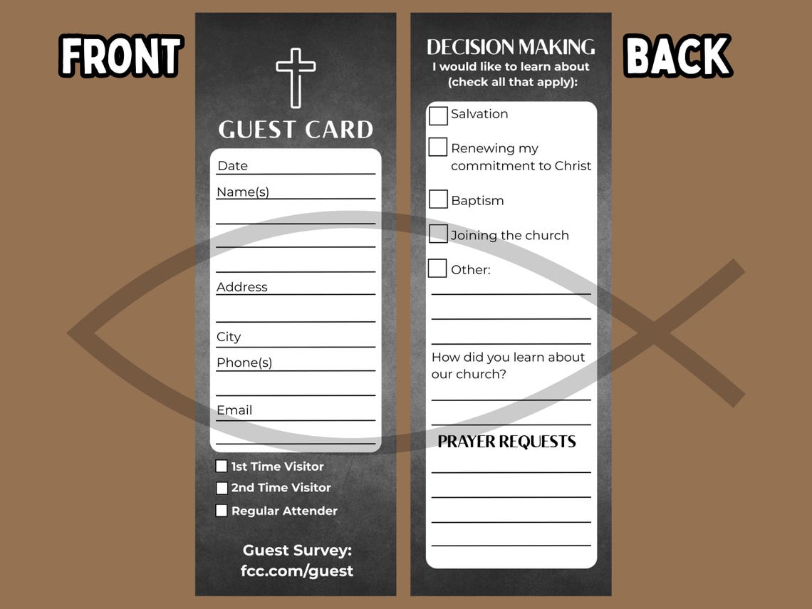Church Guest Card Template | Visitor Connect, Prayer Request (canva ...