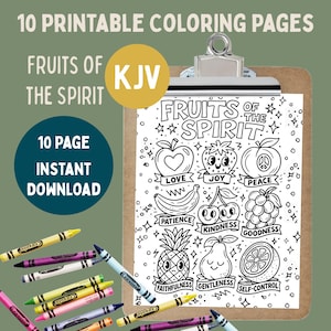 Frucht des Geistes KJV Malvorlagen | Christliche Bibel Vers Printables | Sonntagsschulaktivitäten für Kinder | Galater 5 Ausmalbilder