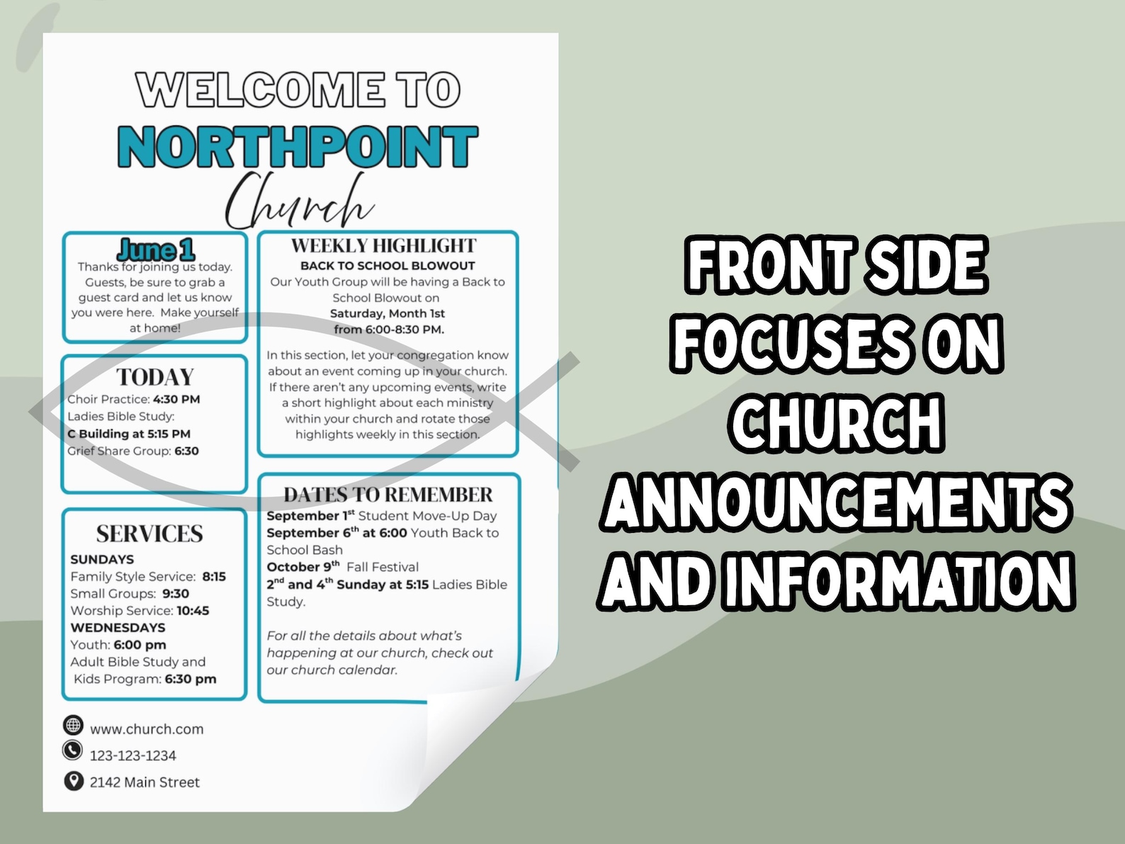 Sunday Program Bulletin Modern Editable Church Bulletin Template: Printable Sunday Service ...