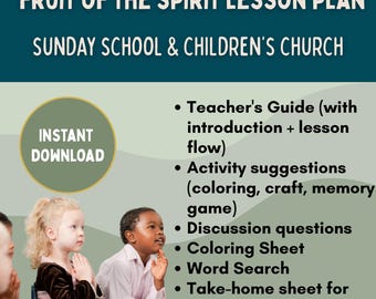 Fruit of the Spirit Lesson Pack: Kids Bible Study, Coloring Page (Digital Download)