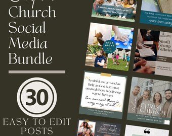 Church Social Media Templates, Christian Instagram Posts (Canva)