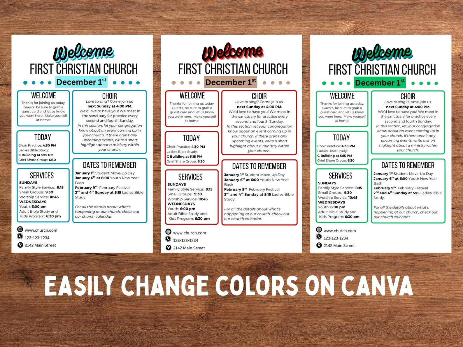 Colorful Editable Church Bulletin Template: Printable Sunday Service ...