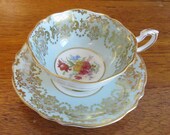 Vintage Paragon Double Warrant Mint Green Tea Cup and Saucer