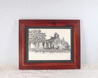 Vintage 1967 Raymond E Halacy Pen and Ink Framed Print of Bucks