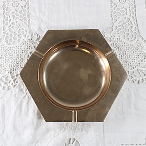 Vintage MCM Brass Hexagon Ashtray