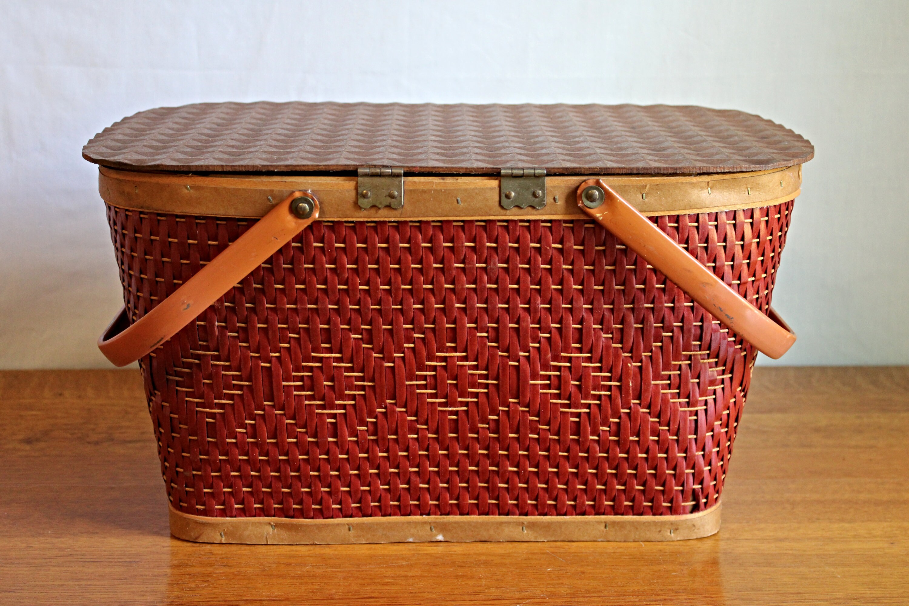 Vintage Redmon Woven Wicker Picnic Basket With Hinged Lid and Etsy UK
