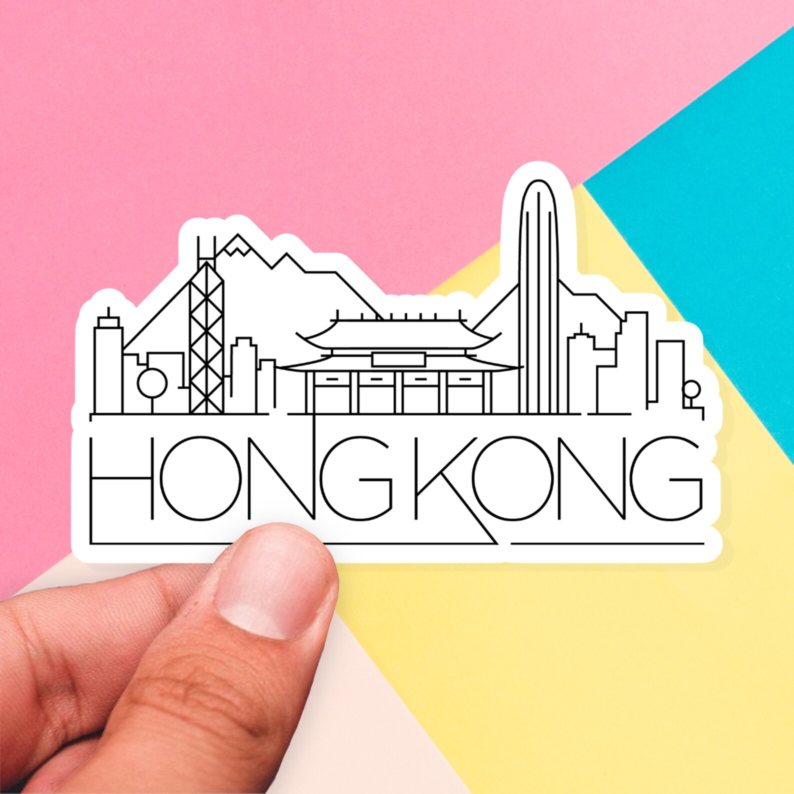 Hong Kong Skyline Sticker Skyline Stickers Laptop Stickers Etsy UK