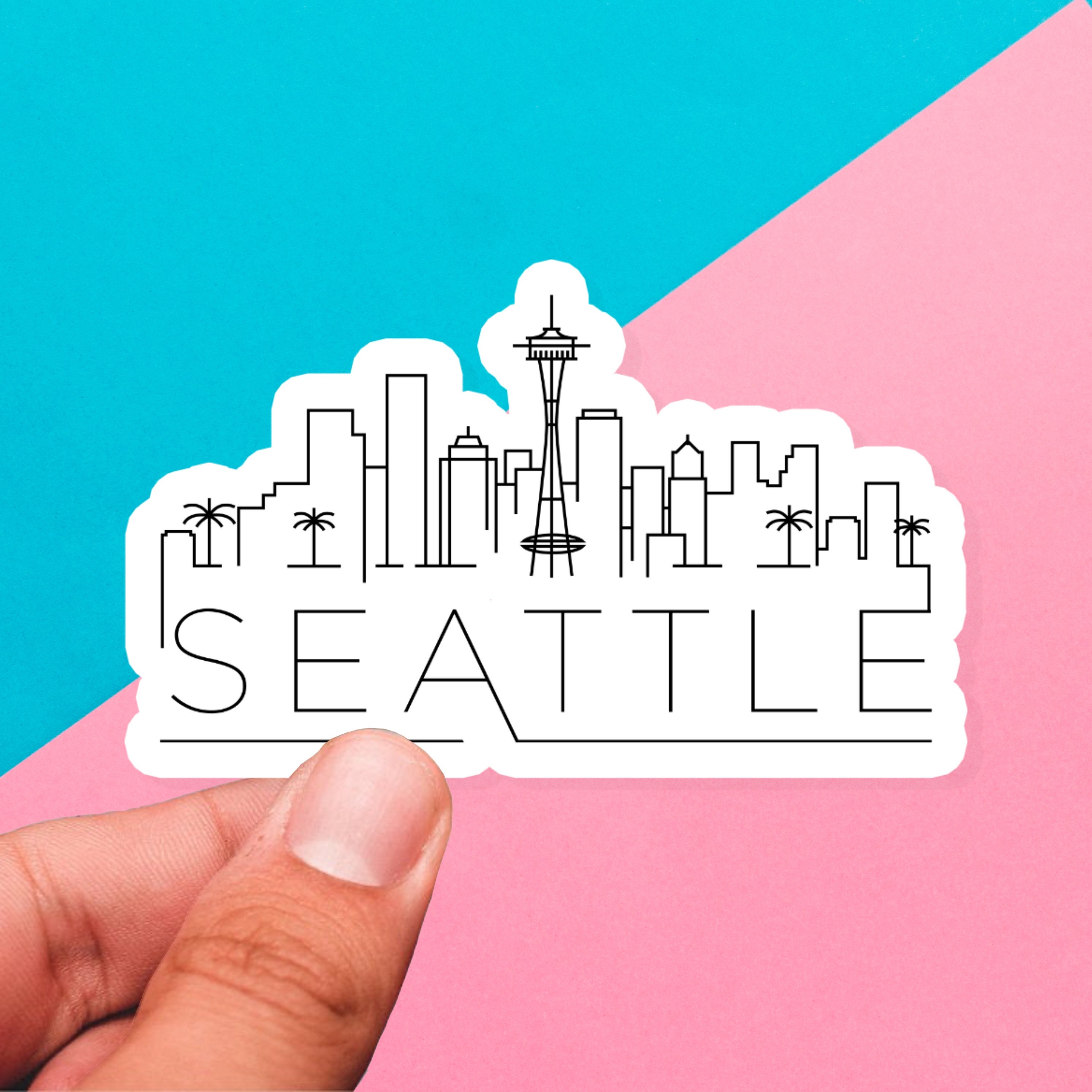 Seattle Skyline Sticker Washington Skyline Sticker Seattle Etsy