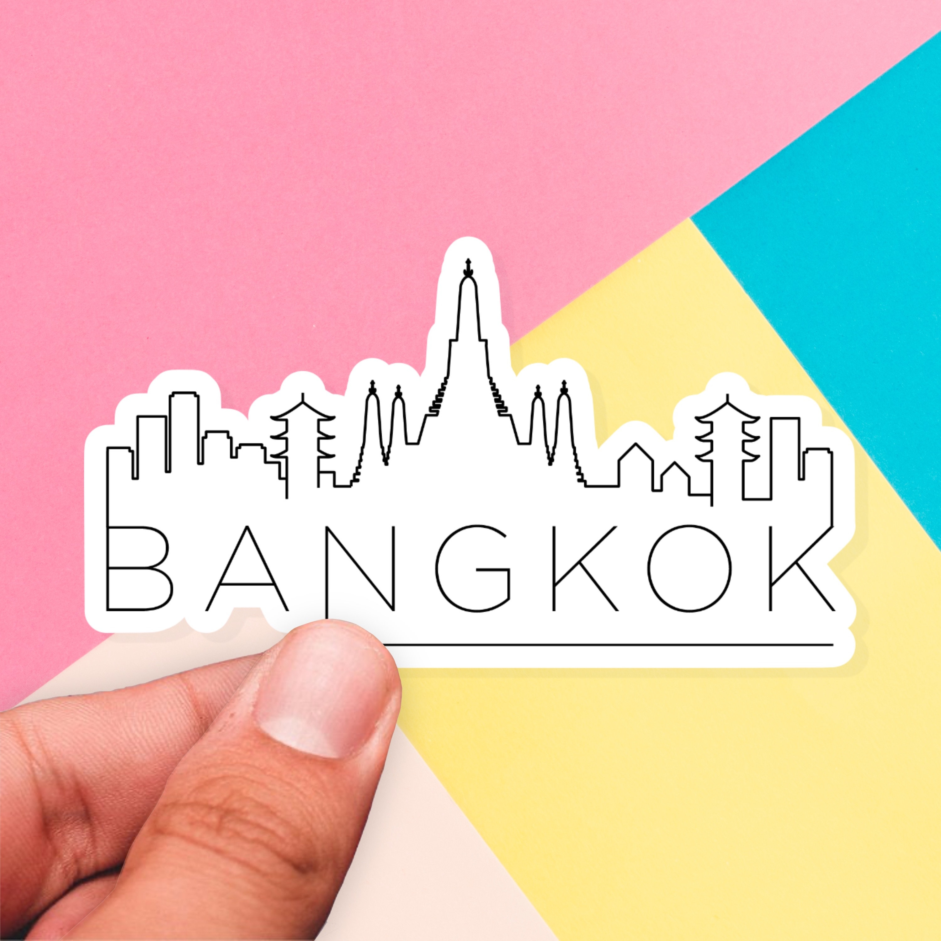 Bangkok Skyline Sticker Skyline Stickers Laptop Stickers Etsy