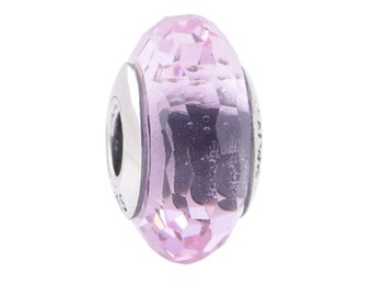 Armband murano Glas Charme, Rosa Kristall Perle Silber Charme, Charms für Halsketten, Charme 925 Sterling Silber, Silber Schmuck Geschenk für Frau
