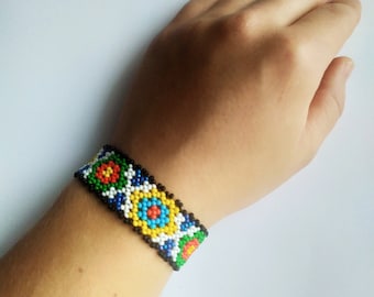Ukrainian ornament bracelet, Traditional Ukraine Bracelet, Bracelet made of handmade beads in the Ukrainian style, Gifts for Friends
