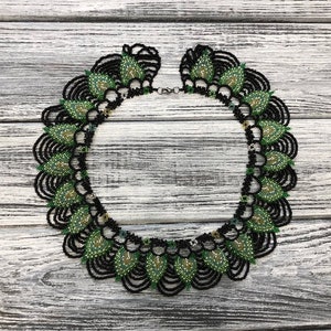 Saraguro pearl necklace, Necklace made of beads in the Saraguro technique, Beaded necklace Indiano, Saraguro Beaded Collar