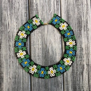 Traditional Ukraine necklace, Bukovyna Beaded necklace, Ukraine handmade jewelry, Flower Beads Necklace, ukrainian embroidery collar
