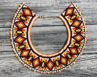 Traditional Ukraine necklace Sylianka, Handmade Beaded Vyshyvanka necklace, trendy necklace, Ukrainian Silyanka, colorful necklace