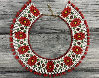 Traditional Ukraine necklace, Folk Ukrainian Sylianka, Boho style necklace, original collar, Folk Ethnic necklace, Carpathian Sylyanka
