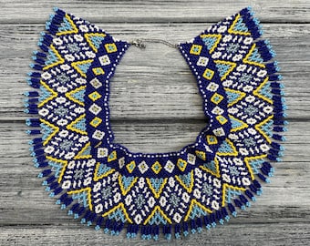Ukrainian ethnic necklace, Vyshyvanka jewelry, Ukrainе embroidery, Seed bead gerdan, Bohemian necklace, Bukovyna Beaded necklace, tradition
