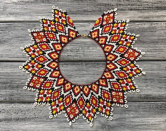 Vyshyvanka jewelry, Ukrainian ethnic necklace, traditional necklace, Bukovyna Beaded necklace, Ethno handmade beaded necklace Reconstruction