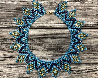 Ethnic style necklace, Traditional Ukrainian Bead Sylyanka, Folk art Necklace, Ukrainian embroidery, Chunky necklace, Bead women necklace