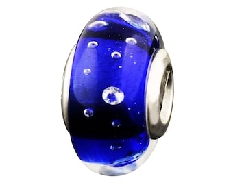 Murano glass Blue Drops Charm, S925 Silver Murano Crystals, murano glass bead, blue glass PD charm pendant, gift idea for her