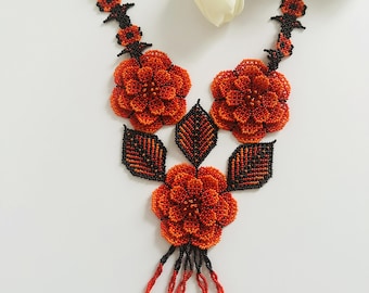 Traditional Ukraine necklace, Vyshyvanka necklace, Flower Beads Necklace, Reconstruction Hutsul Silyanka, Sylianka to vyshyvanka Ukraine