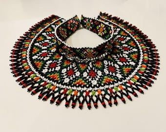 Beaded necklace Lemko kryza, necklace Krywulka, Ukrainian necklace, Tribal jewelry, Lemkivska Kryvulka, Ukrainian beaded necklace Sylianka