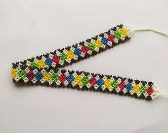 Multi Farbe Seed Bead Choker, ukrainische Perlenarbeit hand wowen Halskette, ethnischen Stil Choker, bunte Choker Halskette, traditionelle ukrainische