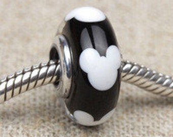Mouse murano glass black Charm, S925 Silver Jewelry, Authentic Silver Classic Mouse Murano Pendant,  Valentine's Day Gift for Her