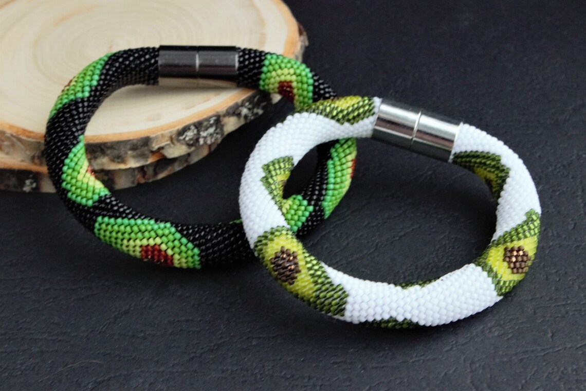 Beaded avocado bracelet / Avocado jewelry Etsy