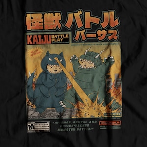 Kaiju Battle Play Versus - Retro Video Game | Kaiju Costume Cosplay | Cute Giant Monsters | Catzilla Monster Battle Arcade Unisex T-shirt