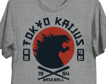 Tokyo Kaijus -  Monster Baseball Team Parody | Japanese Sports | Classic Kaiju Inspired | Retro 1954 Monster Unisex T-shirt