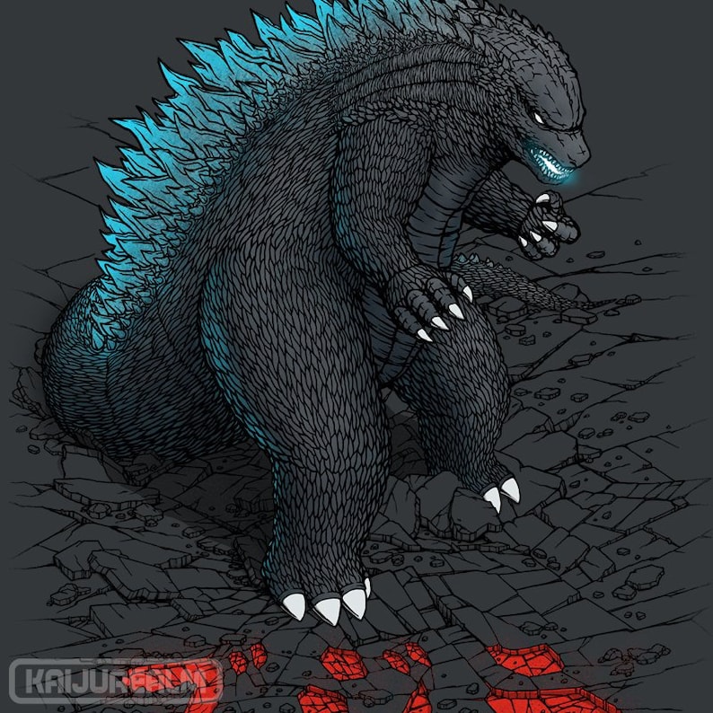 The Great Daikaiju Blue Atomic Breath Kaiju Art Japanese Tokusatsu Tokyo Monster Unisex T-shirt image 1