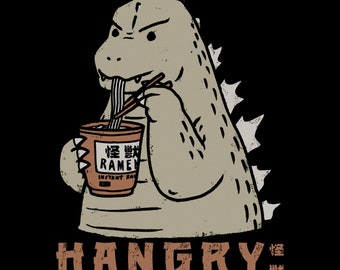 Hangry Kaiju -  Japan Kaiju Ramen | Monster Eating Ramen  | Hungry kaiju | Japanese Instant Ramen | Kawaii Cute Monster Unisex T-shirt