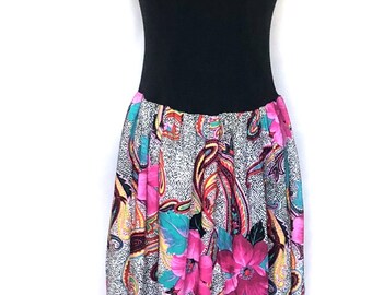 Vintage 1980’s SleevelessTurtleneck Dress Floral Print Skirt size 5