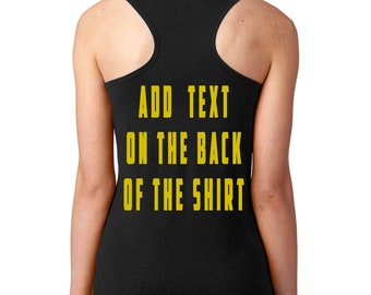 Upgrade : Add a text or #hashtag on the back of the shirts and tanks