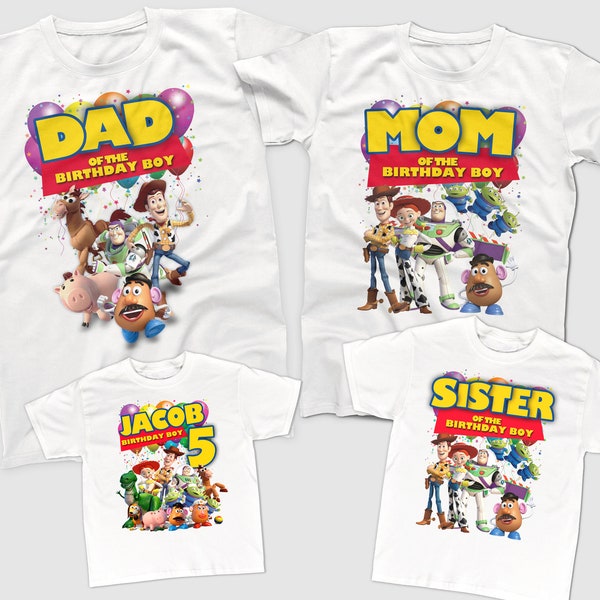 Camisas de cumpleaños de la historia del juguete para la familia, camisas de la historia de los juguetes, camisa del niño del cumpleaños personalizado, regalo de cumpleaños para los niños, camisa de fiesta de cumpleaños de la historia del juguete