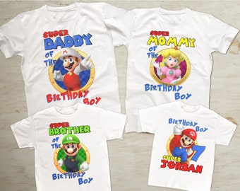 Super Mario Birthday Shirts, Birthday Boy Custom Shirt, Super Mario Custom t-shirt for Family, Family Birthday Shirts Super Mario