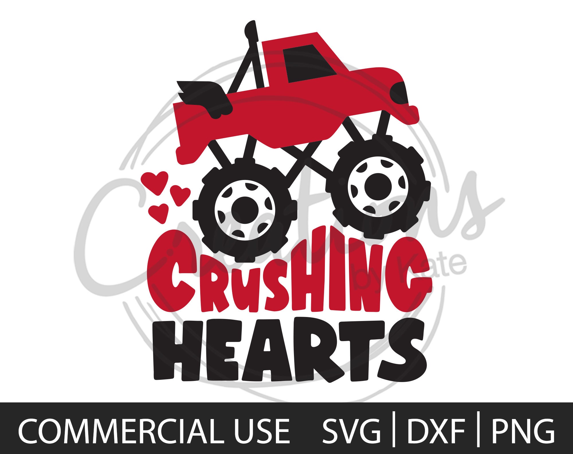 Crushing Hearts Monster Truck Valentine SVG DXF PNG Instant Download Etsy