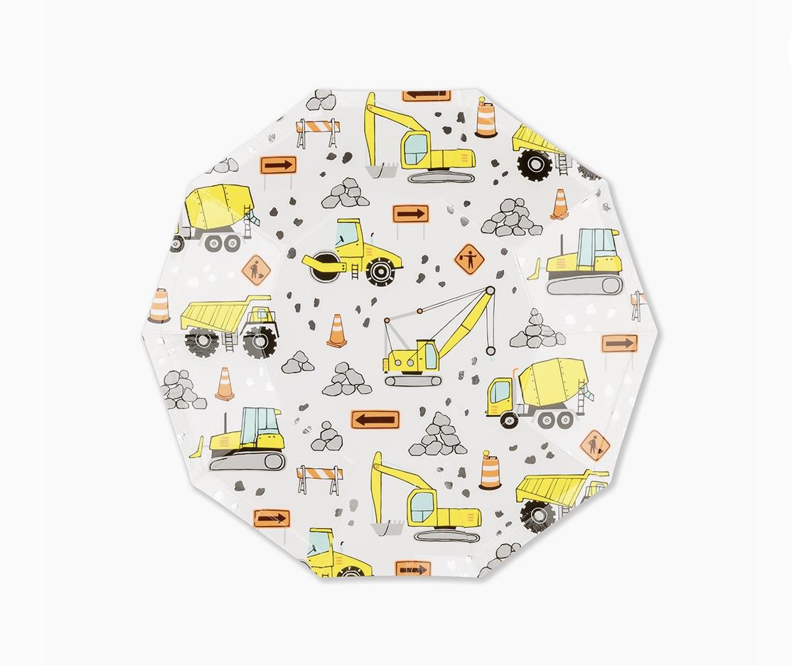 Under Construction Dessert Plates - Working Truck Paper Plates