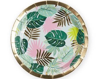 Monstera Paper Plates - Tropical Paper Plates - Plant theme party