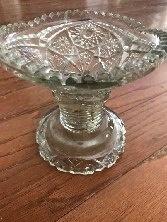 Vintage Crystal Pedestal Punch Bowl Pedestal Cut Glass Etsy