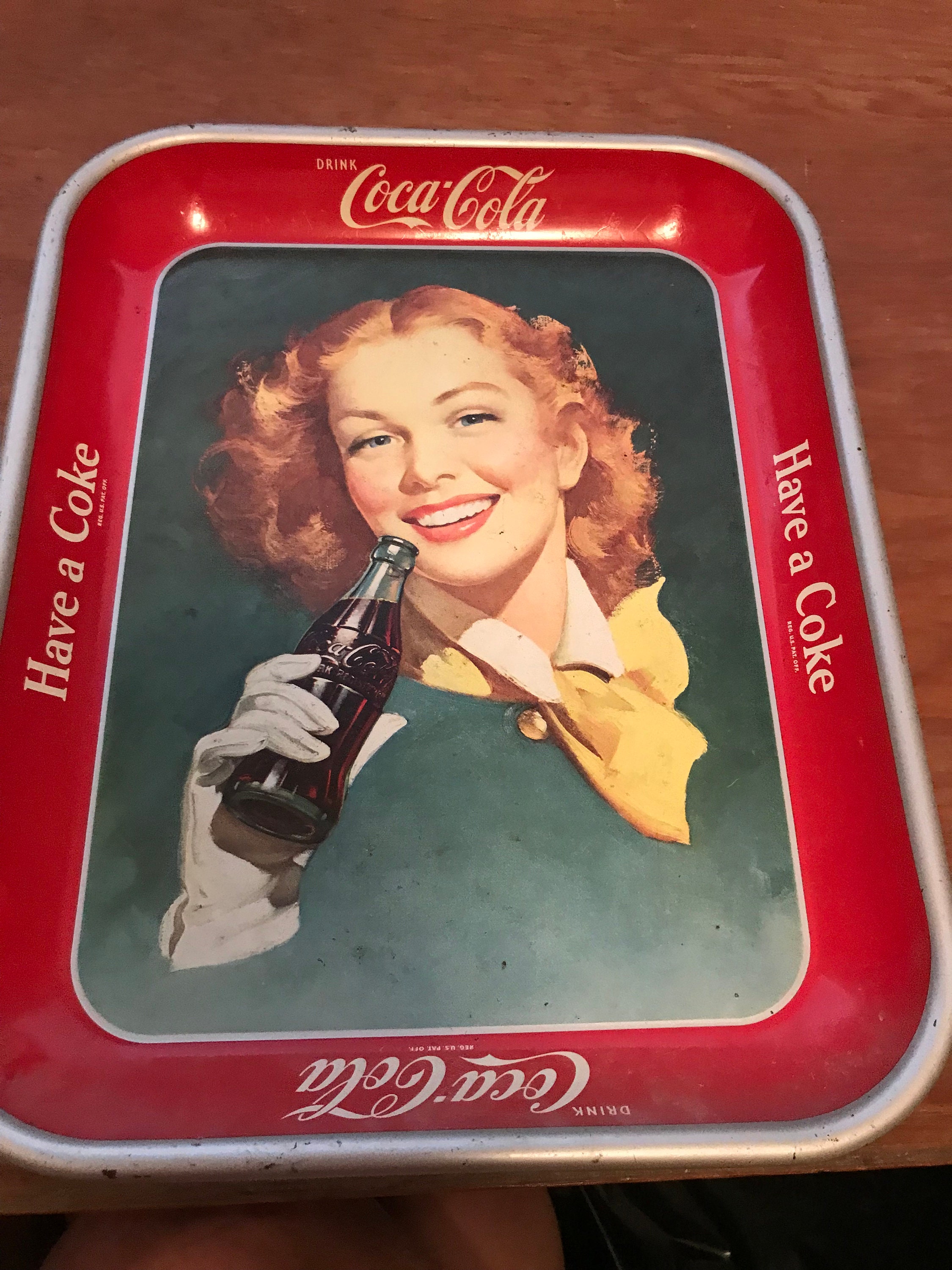 Vintage 1950's Coca Cola Serving Tray: Girl With Red Hair and