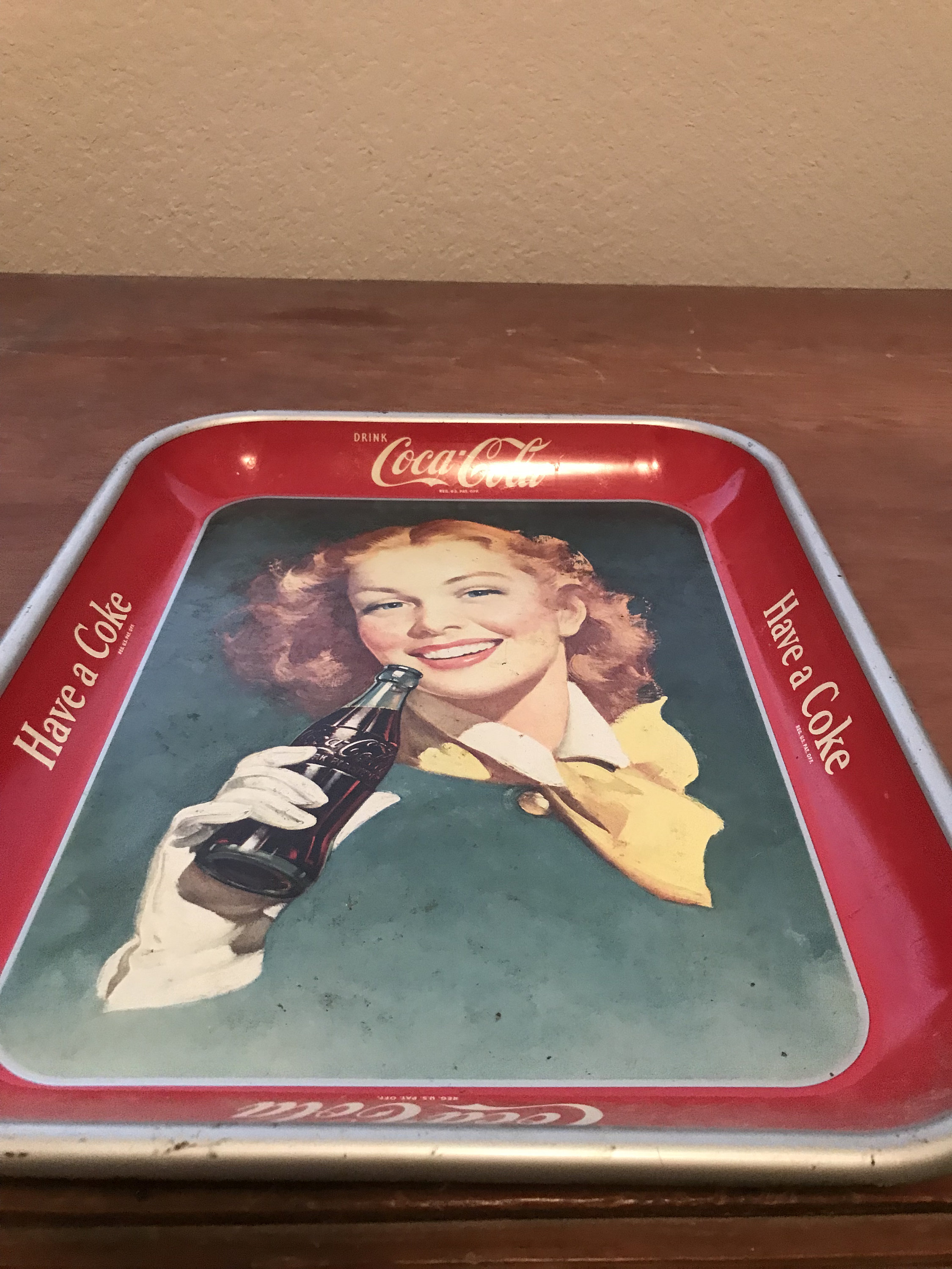 コレクション Coca-Cola  1950s VINTAGE  TRAY Vintage 1950's Coca Cola Serving Tray: Girl With Red Hair