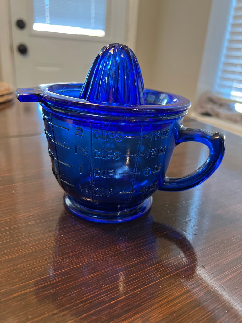Vintage Juicer With Measuring Cup Cobalt Blue Juicer/reamer Etsy