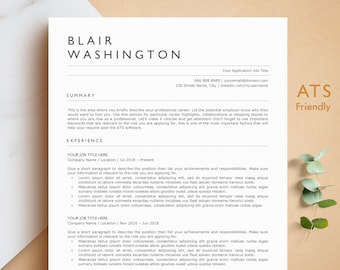ATS Friendly Resume, Professional Resume Template for Word, Pages, Google Docs, ATS Optimized Resume, Creative Resume, Instant Download CV