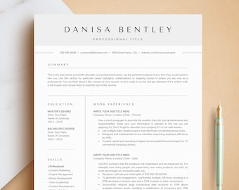 1, 2 & 3 Page Modern Resume Template for Word, Pages, Google Docs + Business Card, Extra Icon Pack | Professional Resume, CV Template