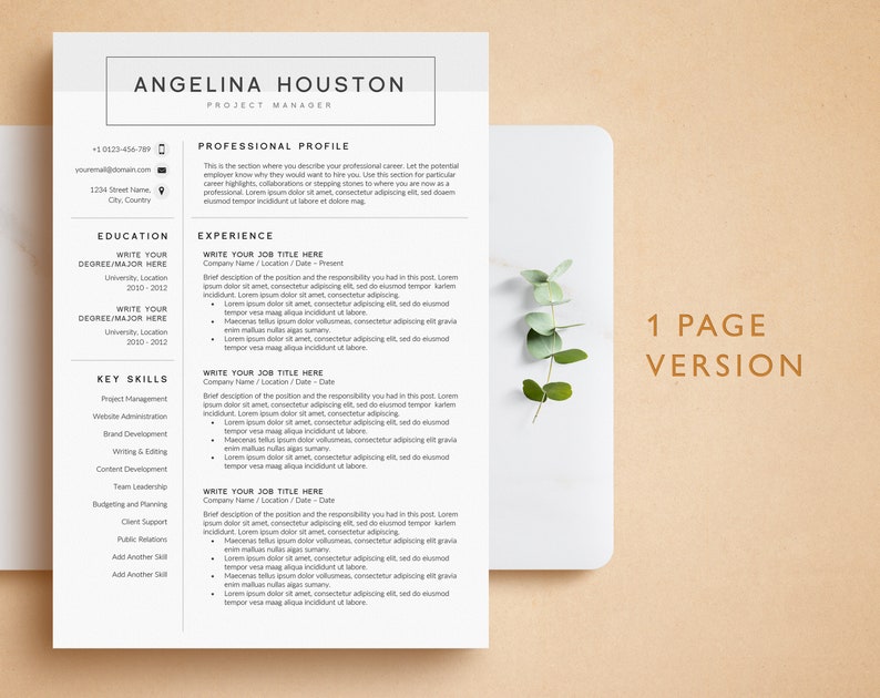 Professional Resume Template for Word, Pages, Google Docs | Modern ...