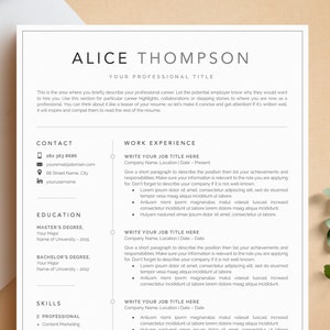 Minimalist Resume Template for Word, Pages, Google Docs | Modern Resume Template + Cover Letter, References, Business Card | CV Template