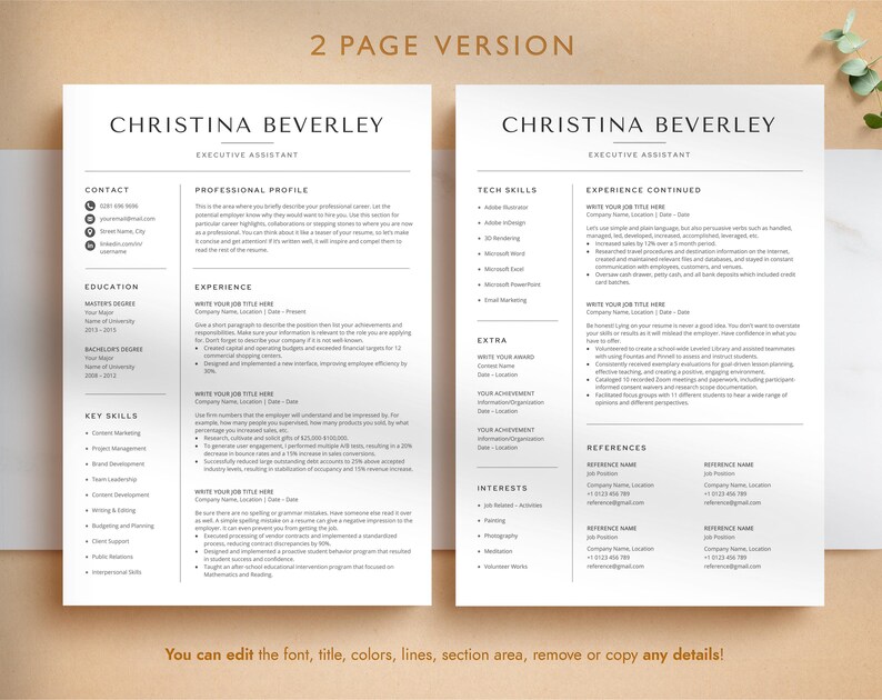 Modern Resume Template for Google Docs, Word & Pages, Business CV ...
